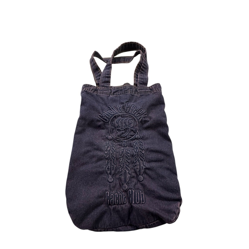 Cache‎ Creek Rare Vintage Denim Jean Tote Bag 3D Embossed Casino Purple EUC